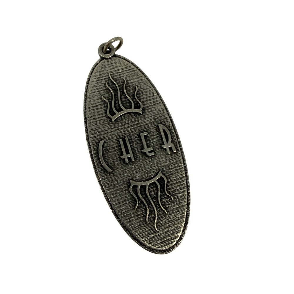 Vintage Cher Concert Tour‎ Merchandise Oval Pendant Silver Tone USA Made Charm